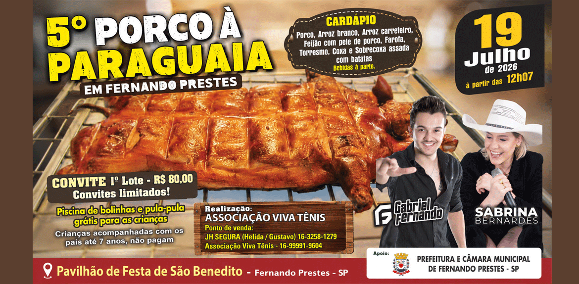 Associação Viva Tênis promove 5º Porco à Paraguaia em Fernando Prestes